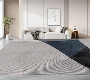 Blue Contemporary Modern Rugs, Geometric Contemporary Rugs Next to Bed, Modern Rugs for Living Room, Contemporary Rugs for Dining Room-ArtWorkCrafts.com