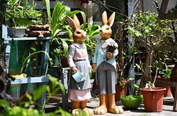 Extra Large Rabbit Couple Statue, Rabbit Statues, Animal Statue for Garden Ornament, Villa Courtyard Decor, Outdoor Decoration, Garden Ideas-ArtWorkCrafts.com