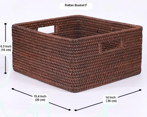 Rectangular Storage Baskets, Storage Baskets for Kitchen, Large Brown Woven Storage Baskets, Storage Baskets for Shelves-ArtWorkCrafts.com