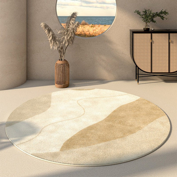 Contemporary Round Rugs Under Bed, Modern Round Carpets for Dining Room, Contemporary Round Rugs for Living Room, Hallway Floor Carpets-ArtWorkCrafts.com