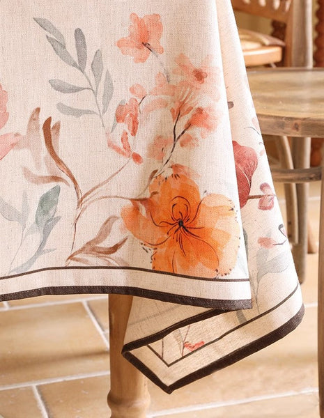 Spring Flower Rustic Table Cover, Rectangle Tablecloth for Dining Table, Extra Large Modern Tablecloth, Square Linen Tablecloth for Coffee Table-ArtWorkCrafts.com