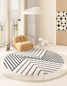 Contemporary Round Rugs for Dining Room, Abstract Round Rugs Next to Bedroom, Geometric Modern Rug Ideas under Coffee Table-ArtWorkCrafts.com