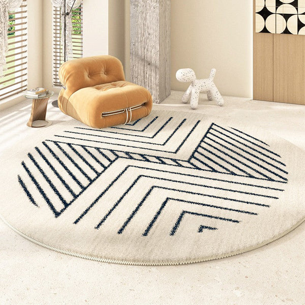 Contemporary Round Rugs for Dining Room, Abstract Round Rugs Next to Bedroom, Geometric Modern Rug Ideas under Coffee Table-ArtWorkCrafts.com