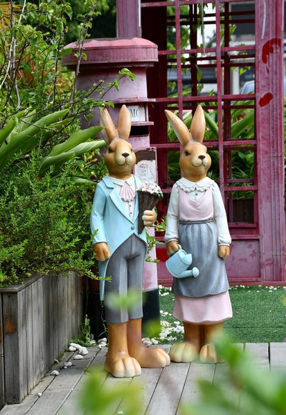 Extra Large Rabbit Couple Statue, Rabbit Statues, Animal Statue for Garden Ornament, Villa Courtyard Decor, Outdoor Decoration, Garden Ideas-ArtWorkCrafts.com