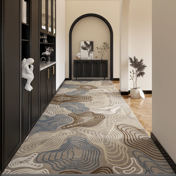 Long Narrow Runner Rugs, Abstract Entryway Runner Rugs, Entrance Hallway Runner Carpet, Long Narrow Hallway Runners, Modern Long Hallway Runners-ArtWorkCrafts.com