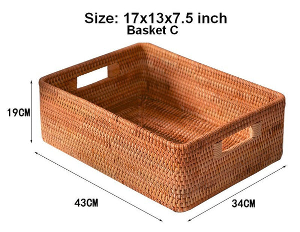 Laundry Storage Baskets, Rattan Storage Baskets for Kitchen, Storage Basket for Shelves, Kitchen Storage Basket, Storage Baskets for Bathroom-ArtWorkCrafts.com