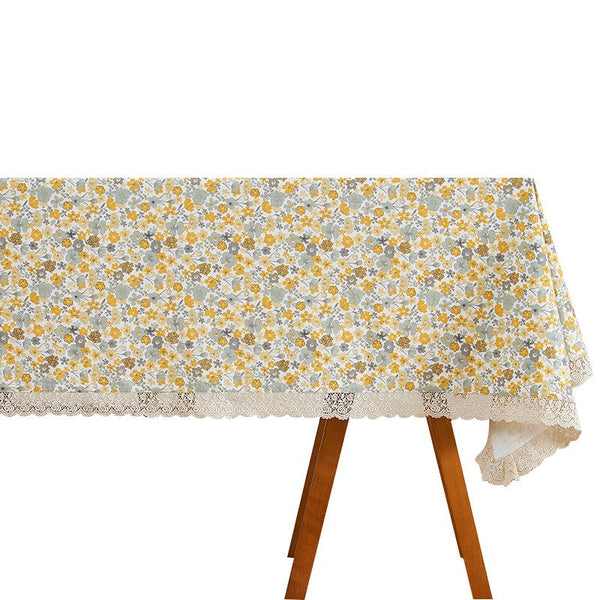 Dining Room Flower Table Cloths, Cotton Rectangular Table Covers for Kitchen, Farmhouse Table Cloth, Wedding Tablecloth, Square Tablecloth for Round Table-ArtWorkCrafts.com