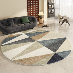 Abstract Contemporary Round Rugs, Modern Rugs for Dining Room, Geometric Modern Rugs for Bedroom, Modern Area Rugs under Coffee Table-ArtWorkCrafts.com