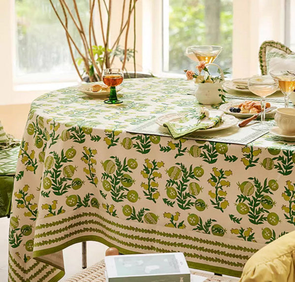 Large Modern Rectangle Tablecloth for Dining Table, Canterbury Bell and Pomegranate Table Covers for Round Table, Farmhouse Table Cloth for Oval Table-ArtWorkCrafts.com