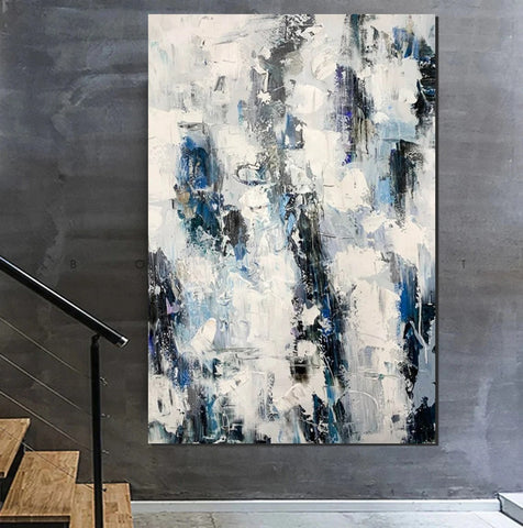 Modern Paintings Behind Sofa, Abstract Paintings for Dining Room, Buy Paintings Online, Palette Knife Canvas Art, Impasto Wall Art-ArtWorkCrafts.com