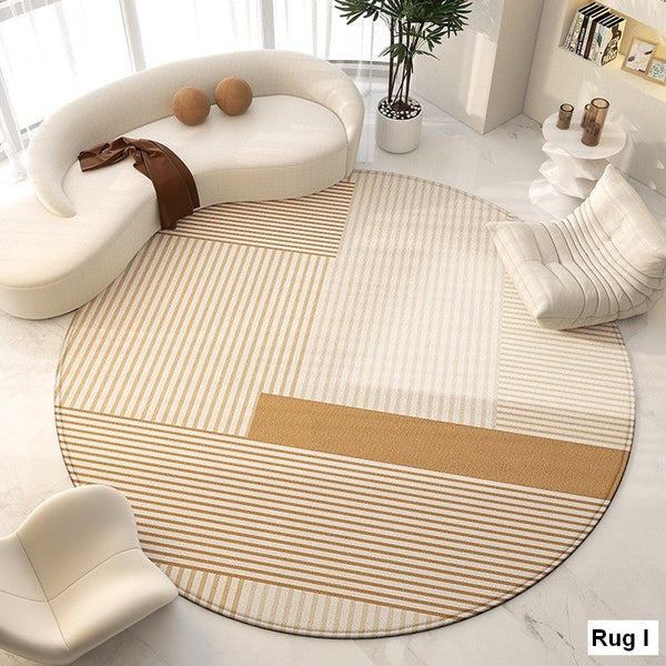 Round Modern Rugs for Living Room, Contemporary Modern Area Rugs for Bedroom, Geometric Round Rugs for Dining Room, Circular Modern Rugs under Chairs-ArtWorkCrafts.com