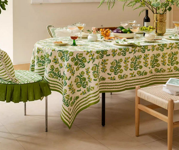 Canterbury Bell and Pomegranate Table Covers for Round Table, Large Modern Rectangle Tablecloth for Dining Table, Farmhouse Table Cloth for Oval Table-ArtWorkCrafts.com