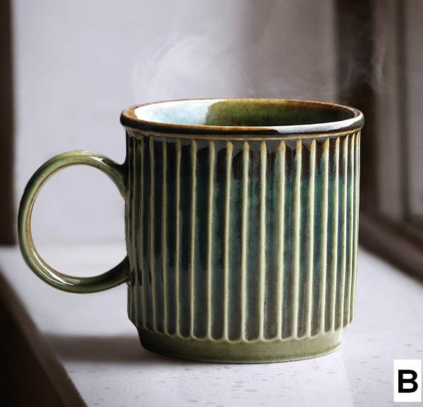 Creative Brown Green Ceramic Coffee Mugs, Unique Coffee Mugs, Large Modern Handmade Pottery Coffee Cup, Large Capacity Coffee Mugs-ArtWorkCrafts.com