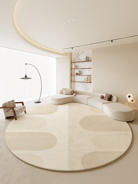 Bathroom Modern Round Rugs, Circular Modern Rugs under Coffee Table, Round Contemporary Modern Rugs for Bedroom, Round Modern Rugs in Living Room-ArtWorkCrafts.com