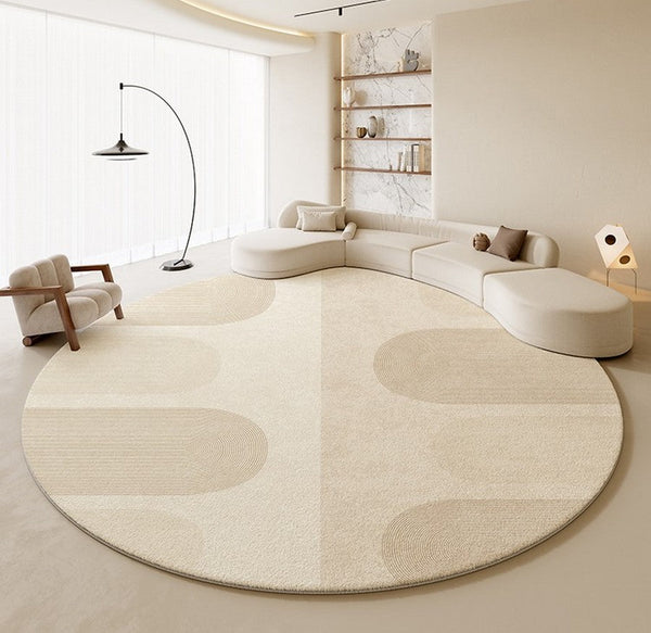 Round Contemporary Modern Rugs for Bedroom, Bathroom Modern Round Rugs, Circular Modern Rugs under Coffee Table, Round Modern Rugs in Living Room-ArtWorkCrafts.com