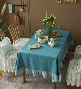 Blue Modern Table Cloth, Ramie Tablecloth for Home Decoration, Extra Large Rectangle Tablecloth for Dining Room Table, Square Tablecloth for Round Table-ArtWorkCrafts.com