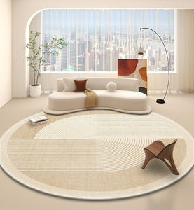 Bedroom Modern Round Rugs, Circular Modern Rugs under Dining Room Table, Contemporary Round Rugs, Geometric Modern Rug Ideas for Living Room-ArtWorkCrafts.com