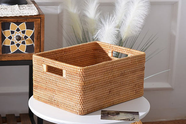 Laundry Storage Baskets, Rattan Storage Baskets for Kitchen, Storage Basket for Shelves, Kitchen Storage Basket, Storage Baskets for Bathroom-ArtWorkCrafts.com