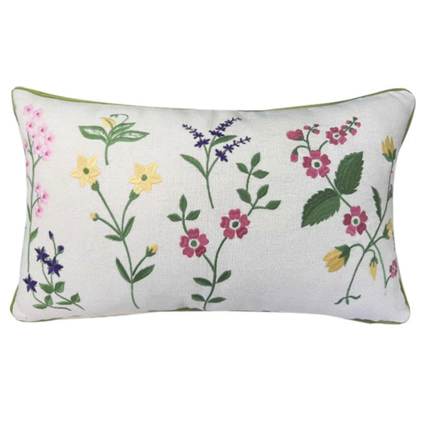 Farmhouse Sofa Decorative Pillows, Embroider Flower Cotton Pillow Covers, Spring Flower Decorative Throw Pillows, Flower Decorative Throw Pillows for Couch-ArtWorkCrafts.com