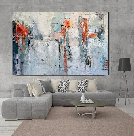 Abstract Acrylic Paintings for Living Room, Buy Paintings Online, Heavy Texture Canvas Art, Modern Contemporary Artwork-ArtWorkCrafts.com