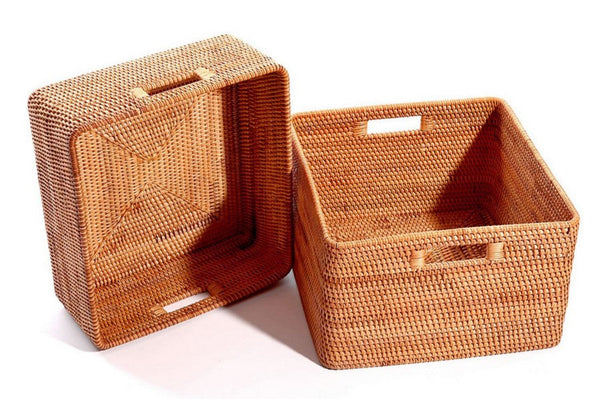 Laundry Storage Baskets, Rattan Storage Baskets for Kitchen, Storage Basket for Shelves, Kitchen Storage Basket, Storage Baskets for Bathroom-ArtWorkCrafts.com