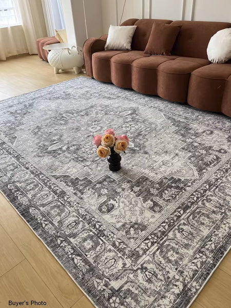 Gray Persain Rugs for Bedroom, Traditional Persian Rug, Vintage Area Rugs for Dining Room, Extra Large Vintage Persian Rugs, Oversized Area Rugs for Living Room-ArtWorkCrafts.com