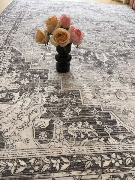 Gray Persain Rugs for Bedroom, Traditional Persian Rug, Vintage Area Rugs for Dining Room, Extra Large Vintage Persian Rugs, Oversized Area Rugs for Living Room-ArtWorkCrafts.com