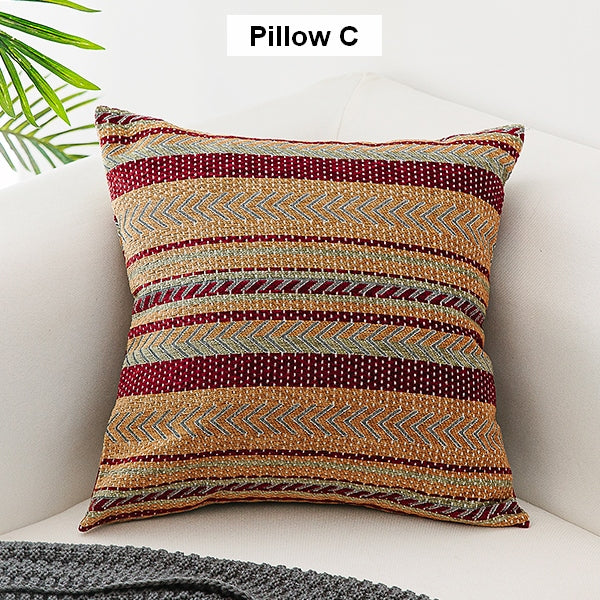 Bohemian Decorative Sofa Pillows, Geometric Pattern Chenille Throw Pillow for Couch, Decorative Throw Pillows-ArtWorkCrafts.com