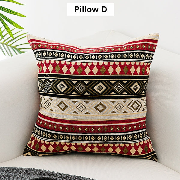 Bohemian Decorative Sofa Pillows, Geometric Pattern Chenille Throw Pillow for Couch, Decorative Throw Pillows-ArtWorkCrafts.com