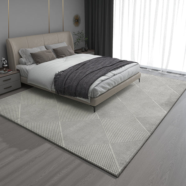 Gray Contemporary Modern Rugs for Living Room, Extra Large Modern Rugs for Bedroom, Geometric Modern Rug Placement Ideas for Dining Room-ArtWorkCrafts.com