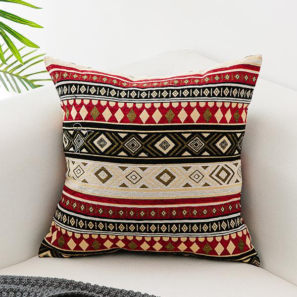 Bohemian Decorative Sofa Pillows, Geometric Pattern Chenille Throw Pillow for Couch, Decorative Throw Pillows-ArtWorkCrafts.com