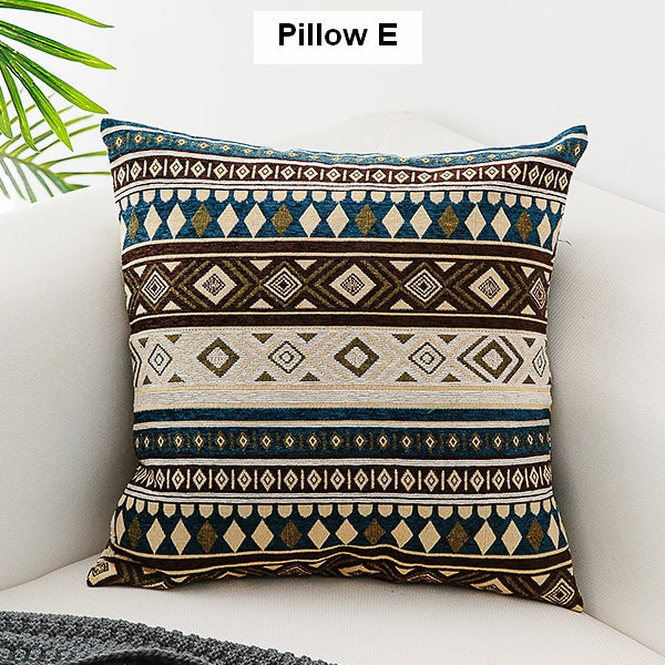 Bohemian Decorative Sofa Pillows, Geometric Pattern Chenille Throw Pillow for Couch, Decorative Throw Pillows-ArtWorkCrafts.com