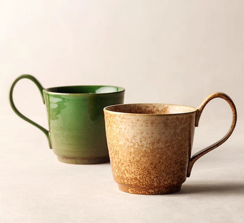 Creative Brown Green Blue Ceramic Coffee Mugs, Large Modern Handmade Pottery Coffee Cup, Large Unique Tea Cup, Large Capacity Coffee Cups-ArtWorkCrafts.com