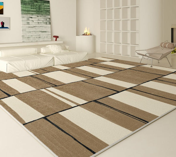 Large Soft Rugs for Bedroom, Abstract Contemporary Modern Rugs for Living Room, Geometric Modern Rug Placement Ideas for Dining Room-ArtWorkCrafts.com