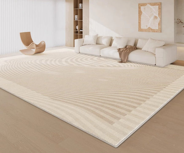 Cream Color Rugs under Dining Room Table, Abstract Area Rugs for Living Room, Geometric Contemporary Modern Rugs Next to Bed, Modern Carpets for Kitchen-ArtWorkCrafts.com