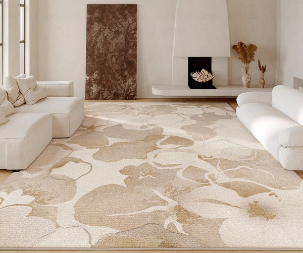 Soft Rugs for Bedroom, Contemporary Modern Rugs under Dining Room Table, French Style Modern Rugs for Interior Design, Flower Pattern Modern Rugs for Living Room-ArtWorkCrafts.com