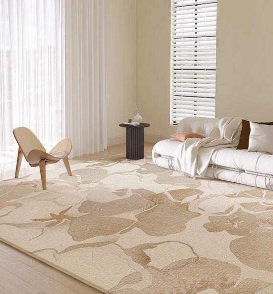 Bedroom Modern Soft Rugs, French Style Modern Rugs for Interior Design, Contemporary Modern Rugs under Dining Room Table, Flower Pattern Modern Rugs for Living Room-ArtWorkCrafts.com