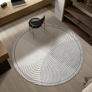 Circular Area Rugs for Bedroom, Modern Rugs for Dining Room, Abstract Contemporary Round Rugs under Chairs, Geometric Modern Rugs for Living Room-ArtWorkCrafts.com