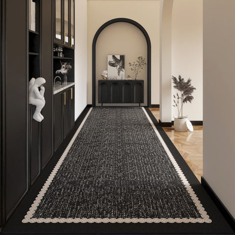 Long Hallway Runners, Long Narrow Runner Rugs, Modern Entryway Runner Rug Ideas, Geometric Modern Long Hallway Runners, Black Contepmorary Runner Rugs-ArtWorkCrafts.com