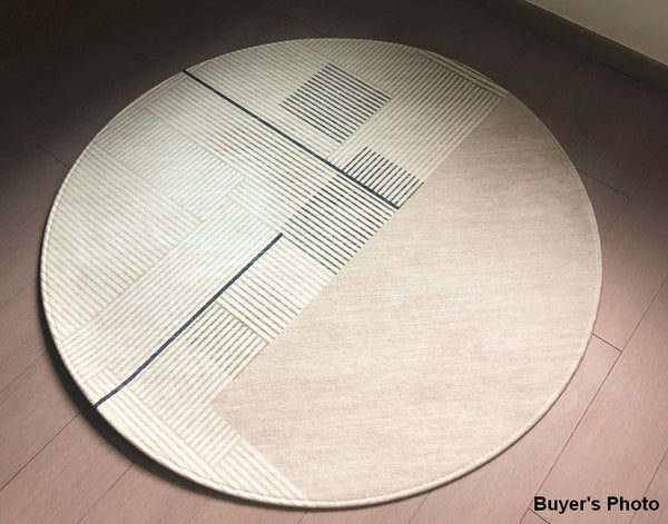 Abstract Contemporary Round Rugs under Chairs, Circular Area Rugs for Bedroom, Modern Rugs for Dining Room, Geometric Modern Rugs for Living Room-ArtWorkCrafts.com