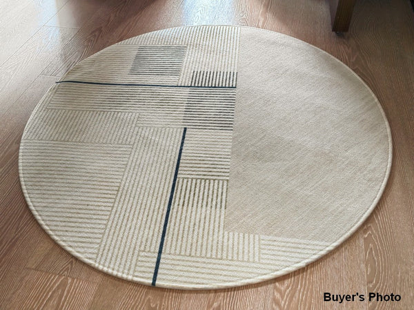 Abstract Contemporary Round Rugs under Chairs, Circular Area Rugs for Bedroom, Modern Rugs for Dining Room, Geometric Modern Rugs for Living Room-ArtWorkCrafts.com