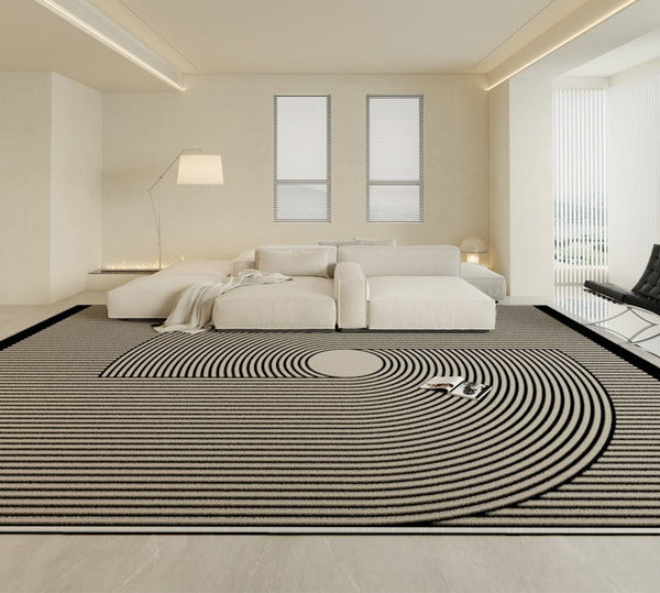 Modern Rugs for Bedroom, Abstract Geometric Rugs for Dining Room, Black Contemporary Rug Placement Ideas for Living Room-ArtWorkCrafts.com