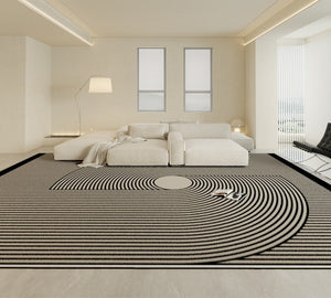 Contemporary Modern Rugs for Bedroom, Abstract Geometric Rugs for Dining Room, Black Modern Rug Placement Ideas for Living Room-ArtWorkCrafts.com