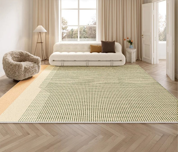 Contemporary Abstract Rugs for Dining Room, Living Room Modern Rug Ideas, Bedroom Floor Rugs, Green Abstract Rugs for Living Room-ArtWorkCrafts.com