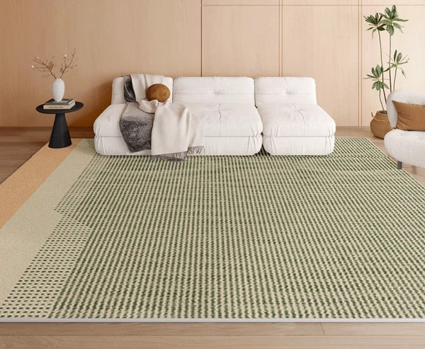 Contemporary Abstract Rugs for Dining Room, Living Room Modern Rug Ideas, Bedroom Floor Rugs, Green Abstract Rugs for Living Room-ArtWorkCrafts.com