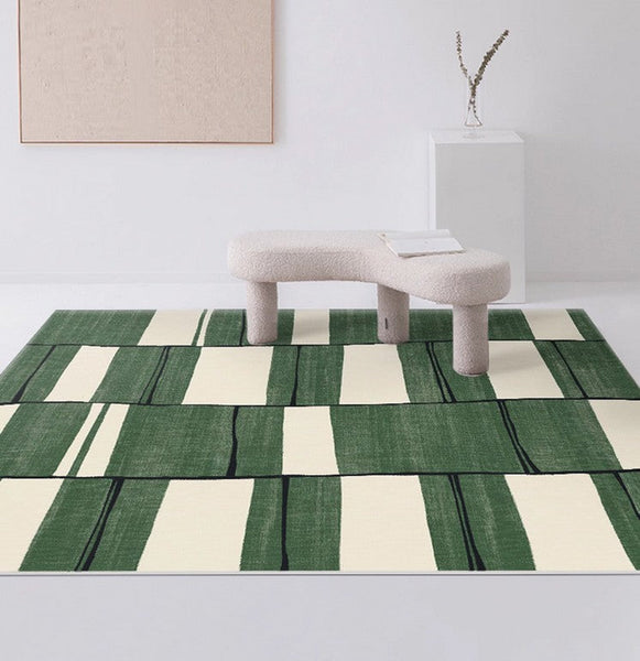 Contemporary Modern Rugs, Green Geometric Carpets, Abstract Modern Rugs for Living Room, Soft Modern Rugs under Dining Room Table-ArtWorkCrafts.com