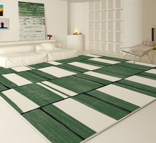 Contemporary Modern Rugs, Green Geometric Carpets, Abstract Modern Rugs for Living Room, Soft Modern Rugs under Dining Room Table-ArtWorkCrafts.com