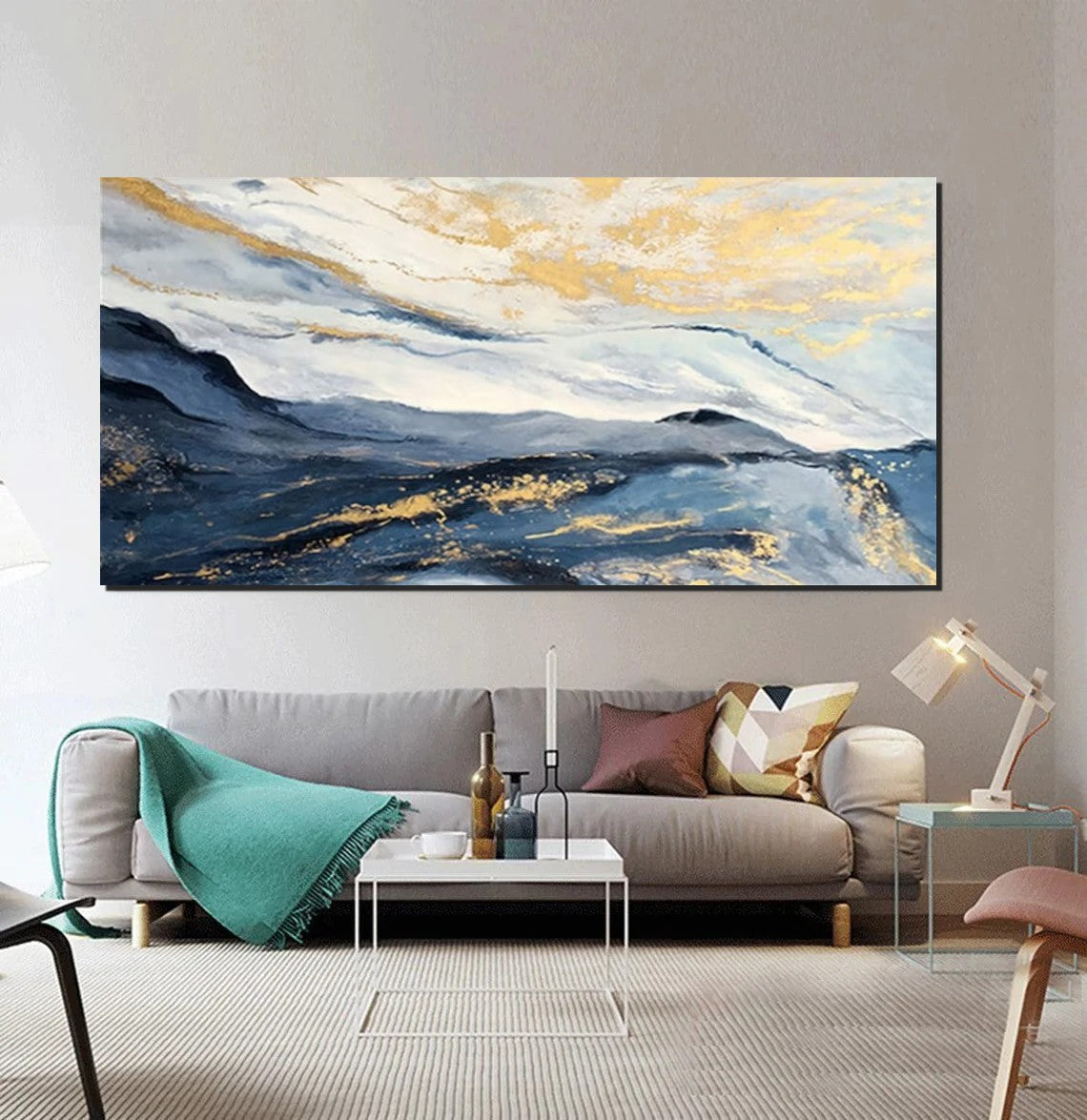 Acrylic Abstract Painting Behind Couch, Buy Paintings Online, Large Painting on Canvas, Living Room Wall Art Paintings, Simple Acrylic Painting Ideas-ArtWorkCrafts.com