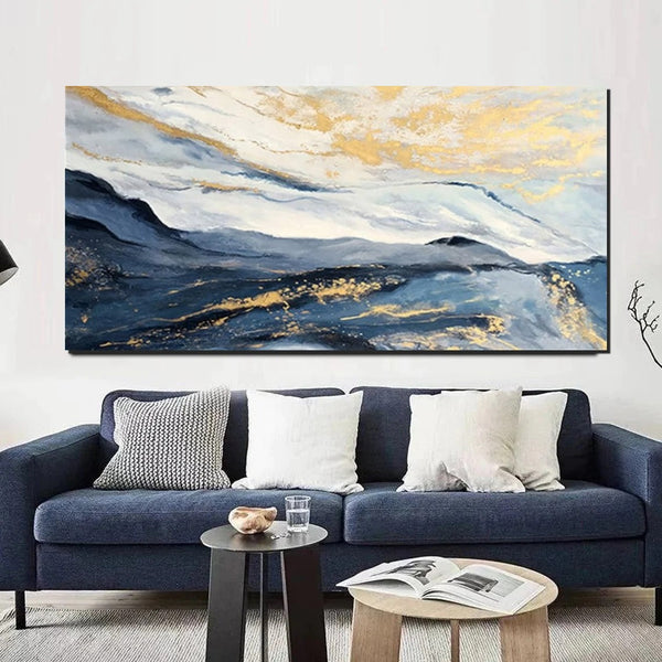 Acrylic Abstract Painting Behind Couch, Buy Paintings Online, Large Painting on Canvas, Living Room Wall Art Paintings, Simple Acrylic Painting Ideas-ArtWorkCrafts.com