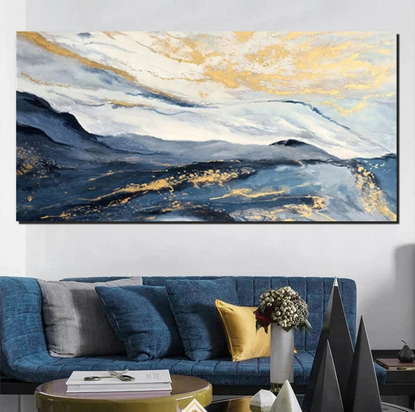 Acrylic Abstract Painting Behind Couch, Buy Paintings Online, Large Painting on Canvas, Living Room Wall Art Paintings, Simple Acrylic Painting Ideas-ArtWorkCrafts.com